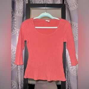 Susina Peach Colored Top with Happy Length Sleeves. Size Small.
